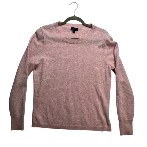J Crew Cashmere Pink Crew Neck Sweater Womens Size L Luxury
